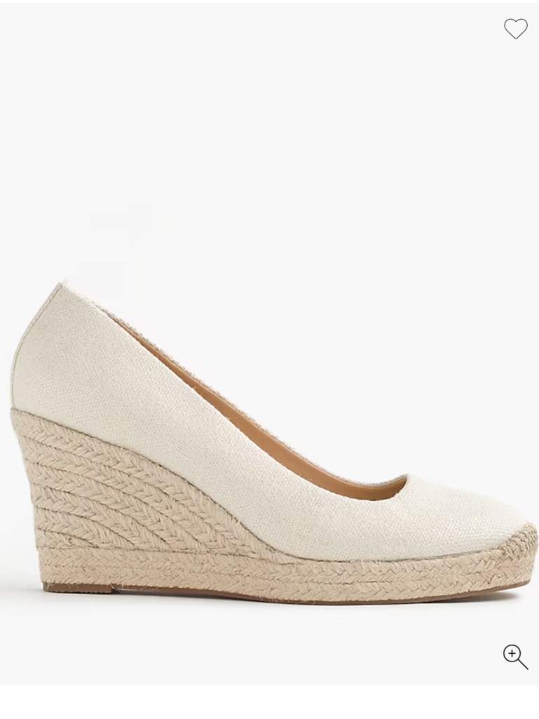 New* J. Crew Seville Espadrilles Wedges Shoes Beige Linen Gold Metallic 8.5